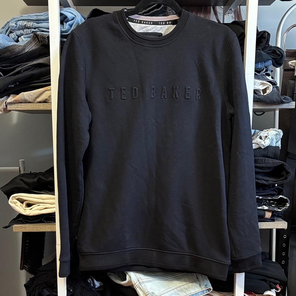 Ted Baker Men's Crewneck Sweater in Black with Embossed Logo